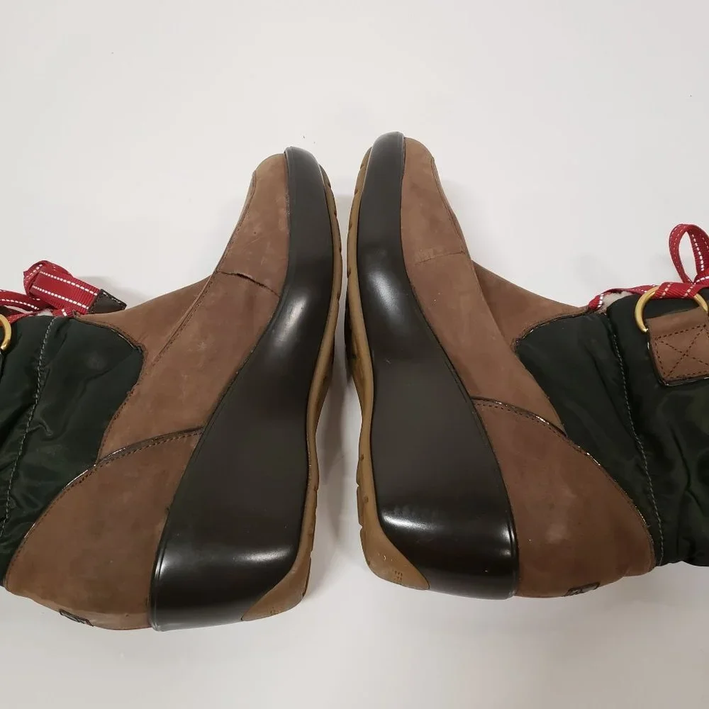 Sperry Top-Sider Weatherproof‎ Suede Leather Sherpa Lined Wedge Boots - Size
